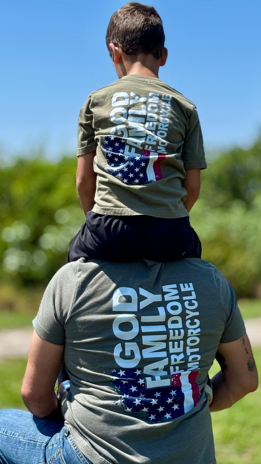 T-Shirt God Family Freedom Motocycle - Moto Skill Society