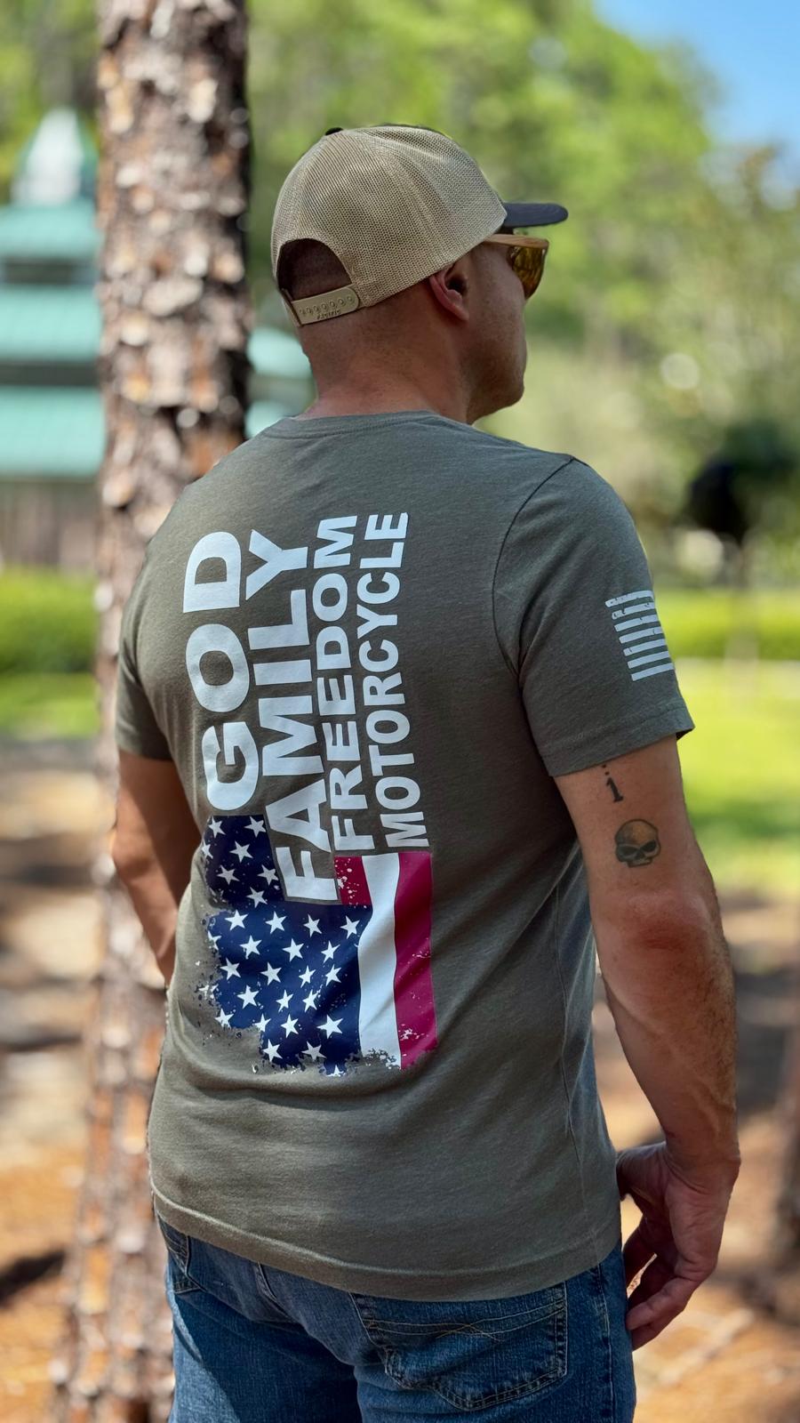 T-Shirt God Family Freedom Motocycle - Moto Skill Society