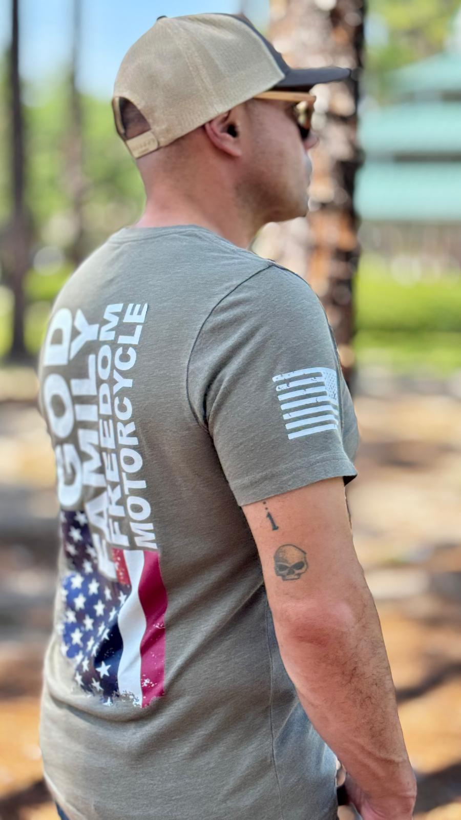 T-Shirt God Family Freedom Motocycle - Moto Skill Society