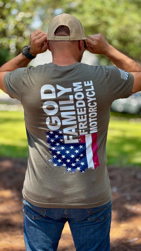 T-Shirt God Family Freedom Motocycle - Moto Skill Society