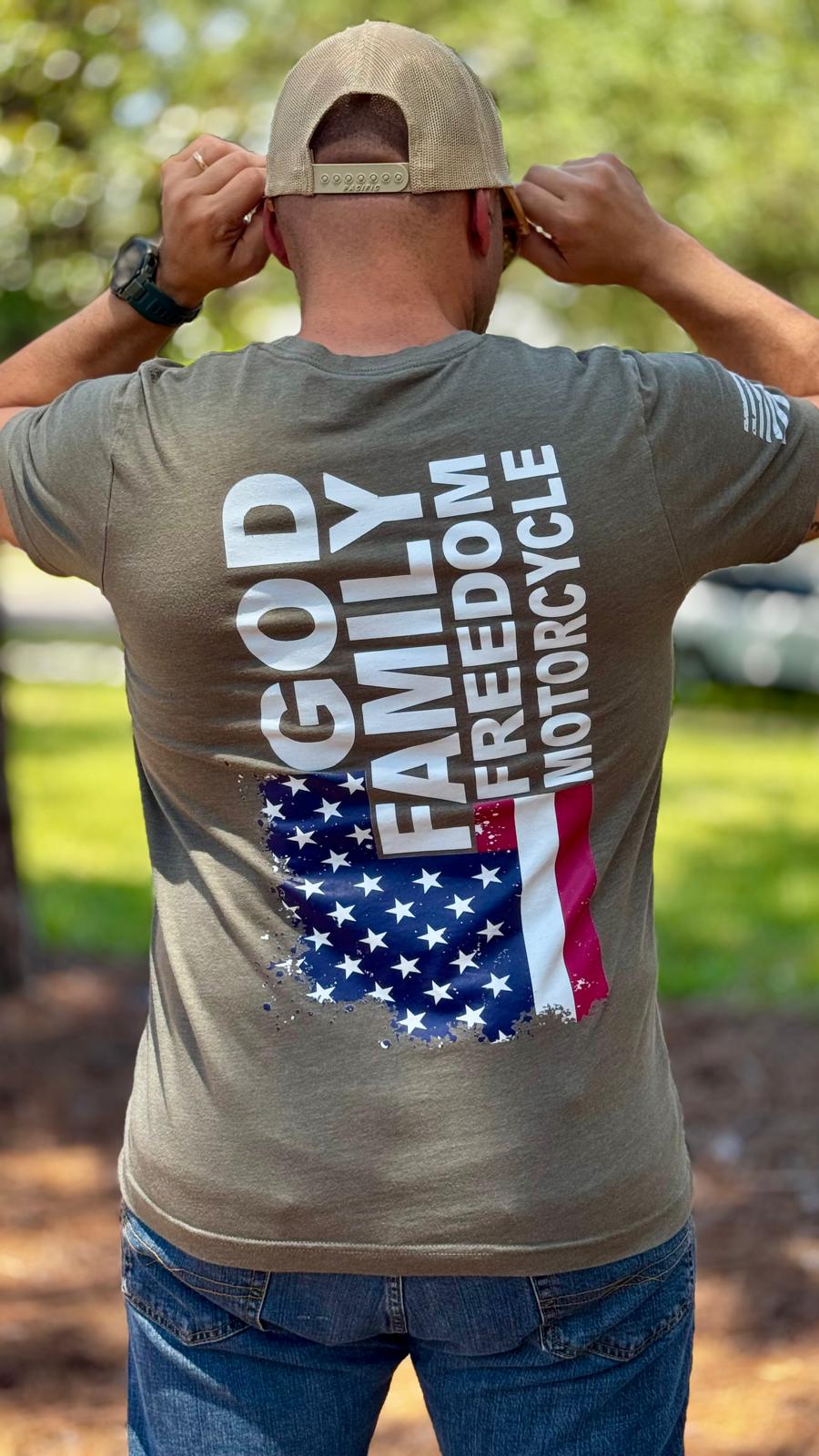 T-Shirt God Family Freedom Motocycle - Moto Skill Society