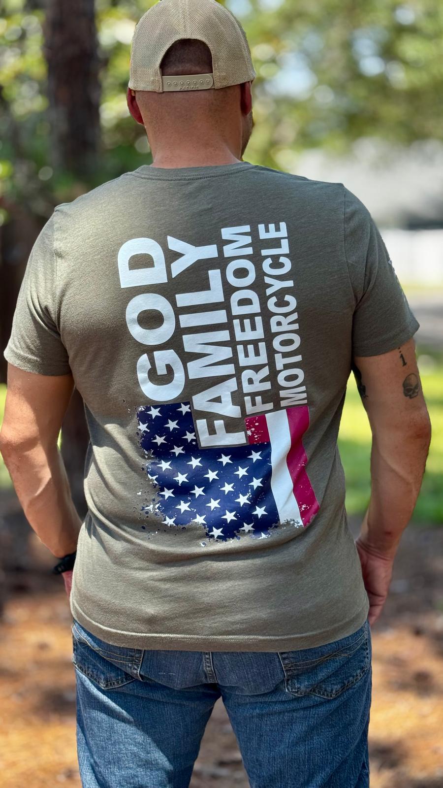 T-Shirt God Family Freedom Motocycle - Moto Skill Society