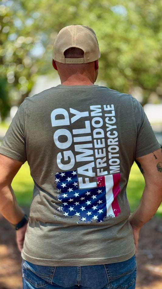 T-Shirt God Family Freedom Motocycle - Moto Skill Society