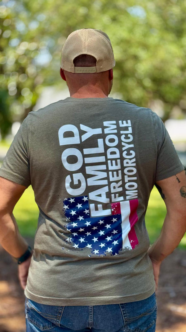 T-Shirt God Family Freedom Motocycle - Moto Skill Society