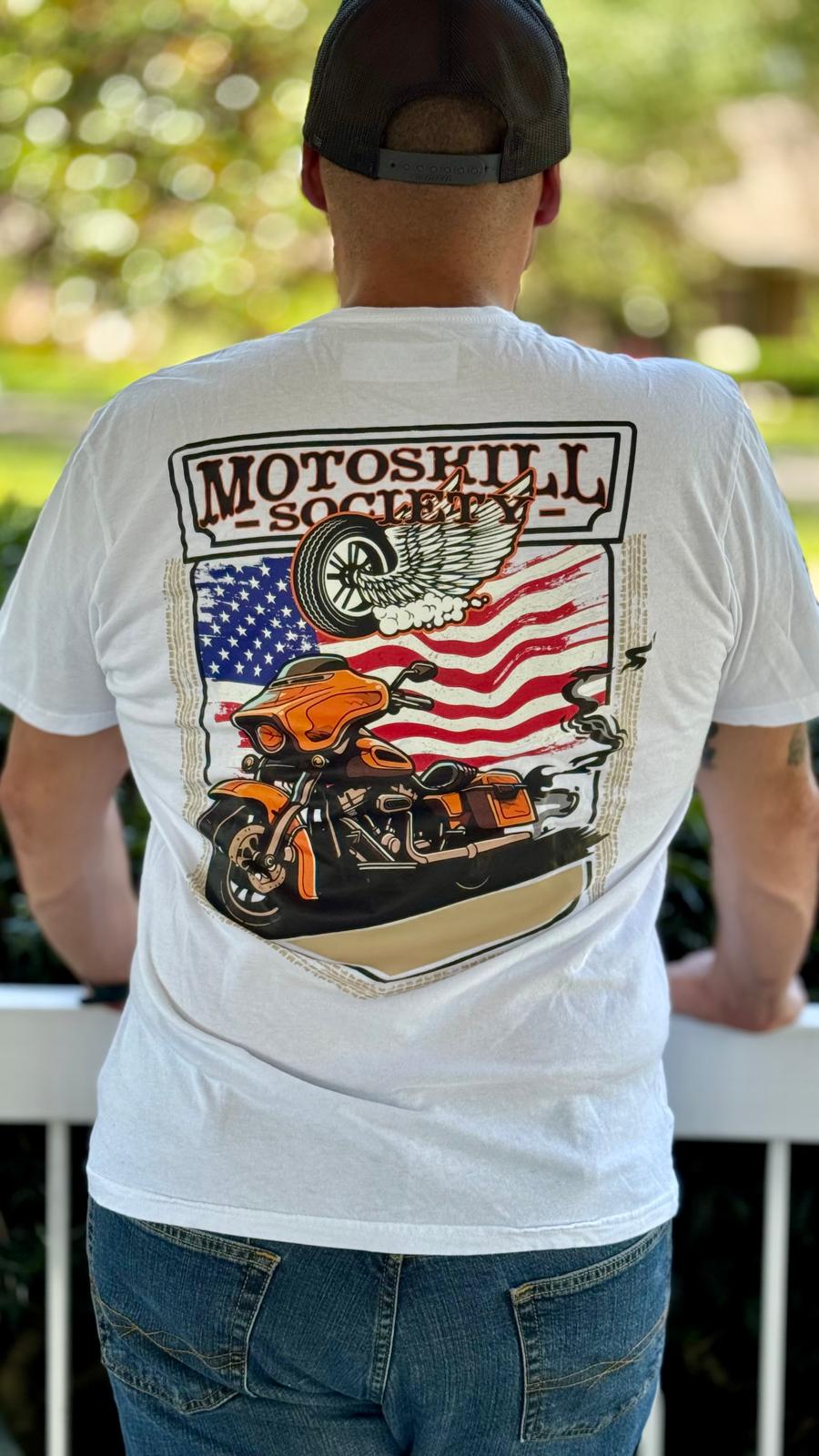 T-Shirt White Moto Skill Society - Moto Skill Society